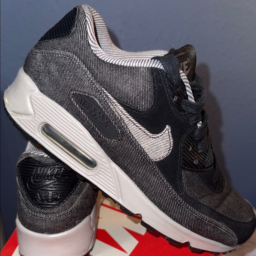 Nike Denim Black and White Air Max Sneakers - Picture 6 of 9